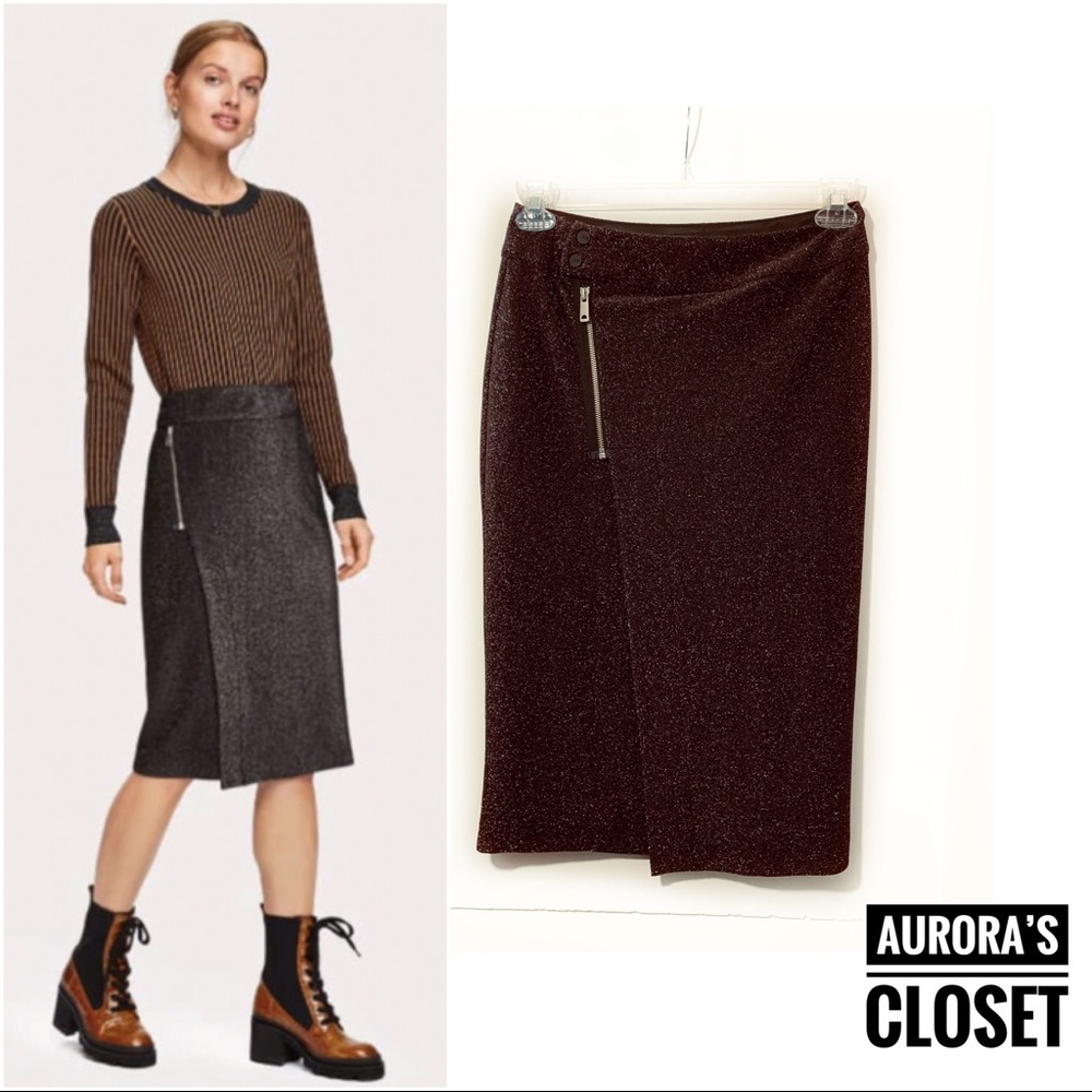 Scotch & Soda S Black Lurex Pencil Skirt NWT